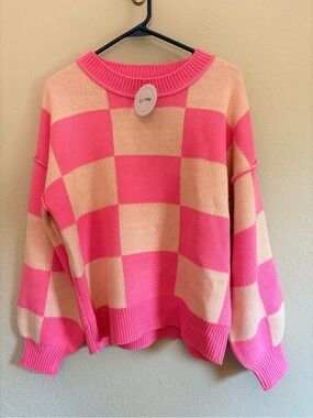 HYFVE Pink and Cream Sweater